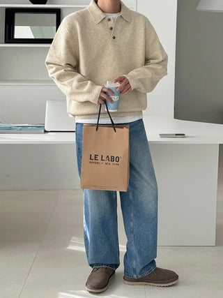 lapel thermal sweater