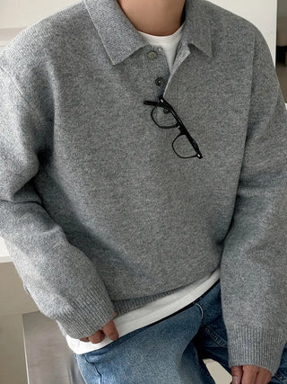 lapel thermal sweater