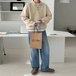 lapel thermal sweater