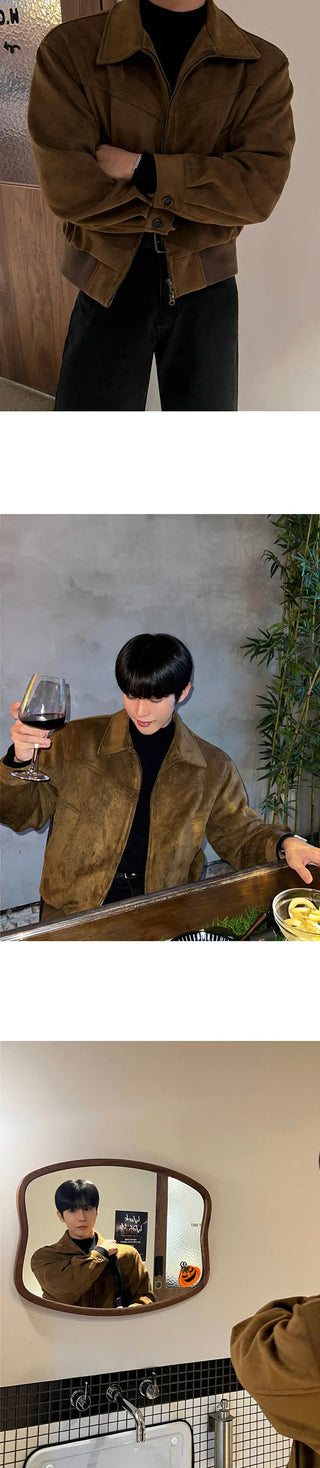 cropped leather coat