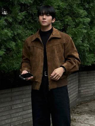 cropped leather coat