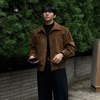 cropped leather coat