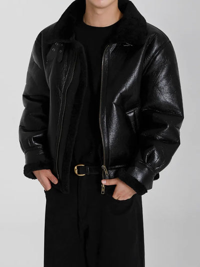 pu leather coat