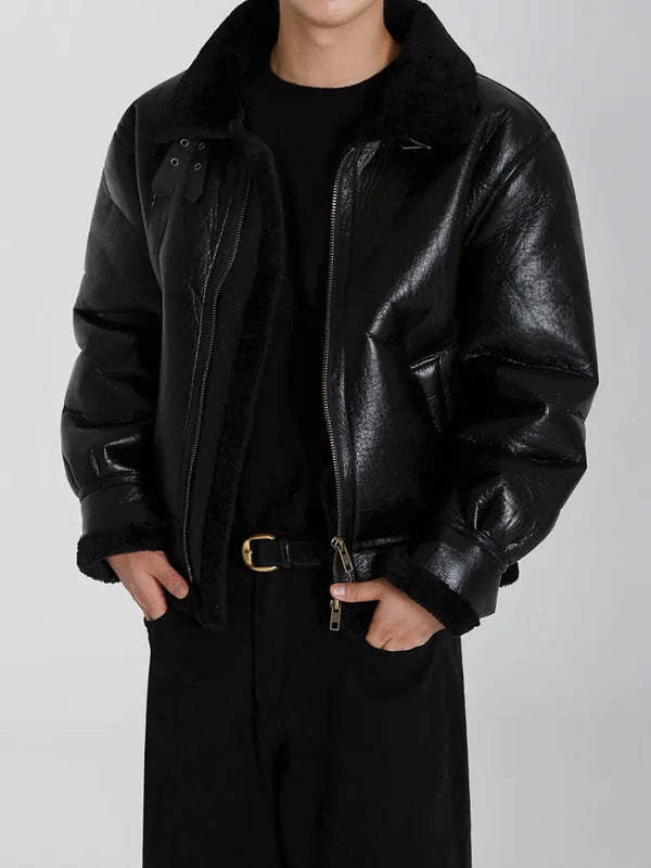 pu leather coat