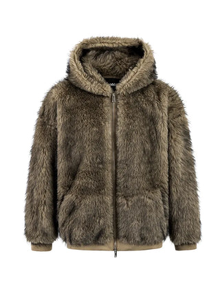 hooded fur coat