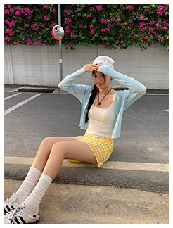 yellow plaid short skirt
