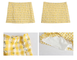 yellow plaid short skirt