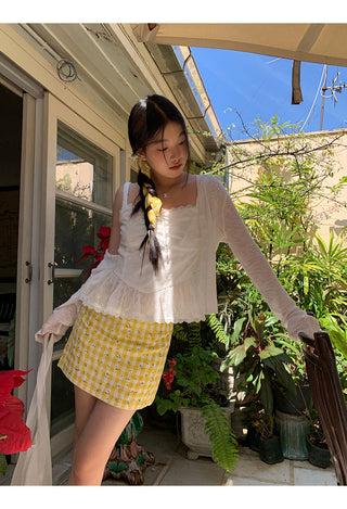 yellow plaid short skirt