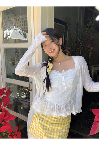 yellow plaid short skirt