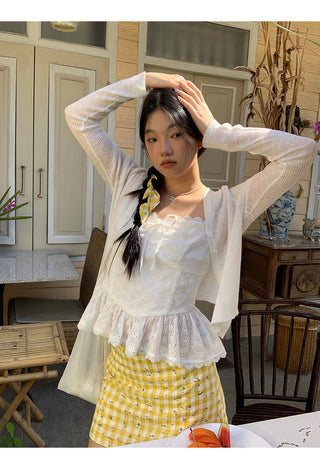 yellow plaid short skirt