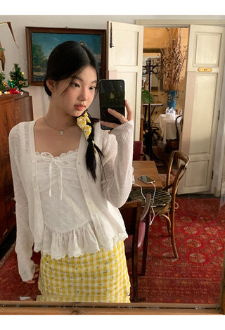 yellow plaid short skirt