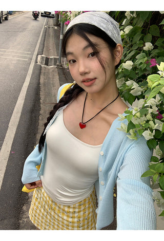 yellow plaid short skirt