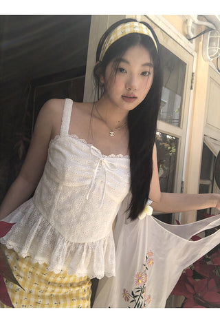 yellow plaid short skirt