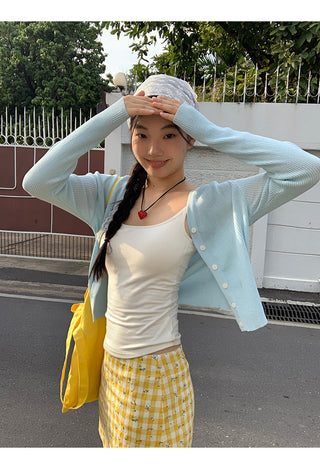 yellow plaid short skirt