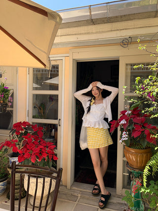 yellow plaid short skirt