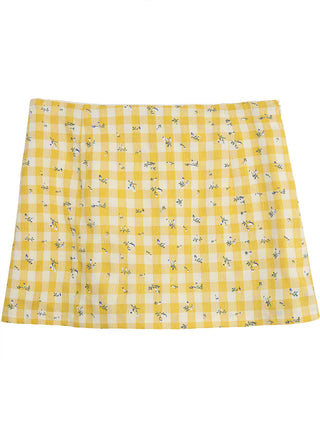 yellow plaid short skirt