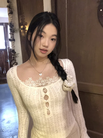 white lace long top 01