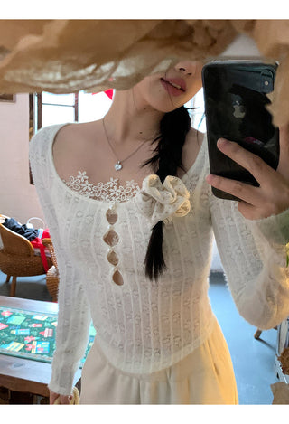 white lace long top 01