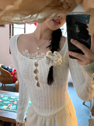 white lace long top 01