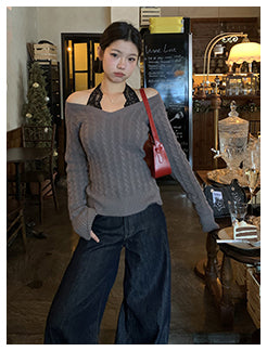 black lazy sweater