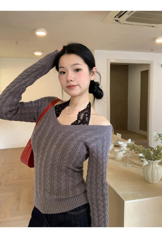 black lazy sweater