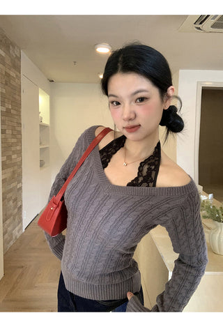 black lazy sweater