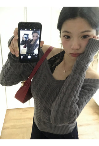 black lazy sweater