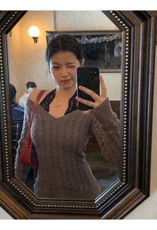 black lazy sweater