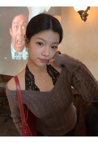 black lazy sweater