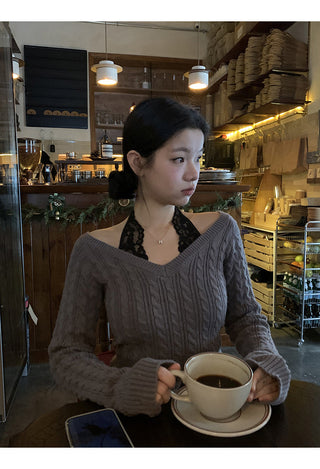 black lazy sweater