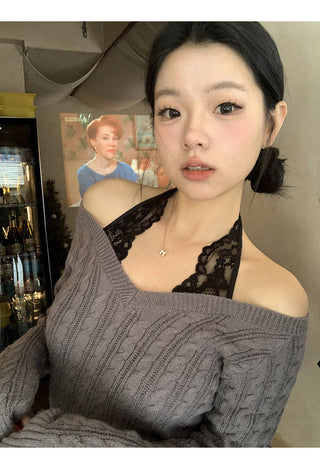 black lazy sweater
