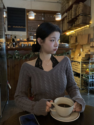 black lazy sweater