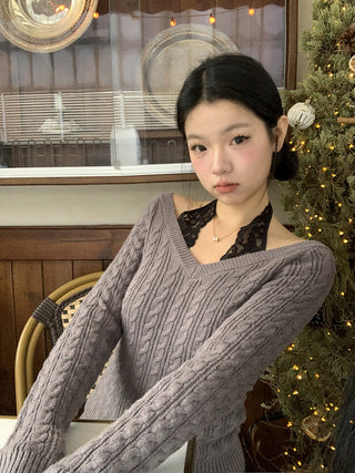 black lazy sweater