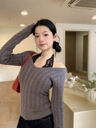 black lazy sweater