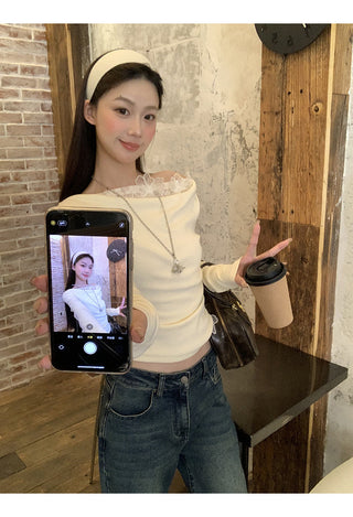 white sexy oblique top