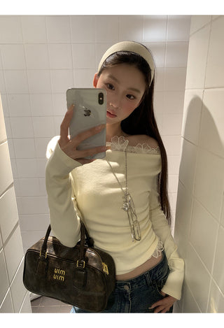 white sexy oblique top