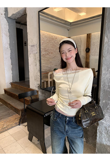 white sexy oblique top