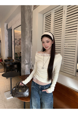 white sexy oblique top