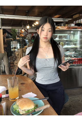 gray slim fit top