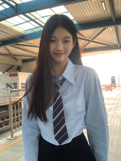 blue French shirt tops