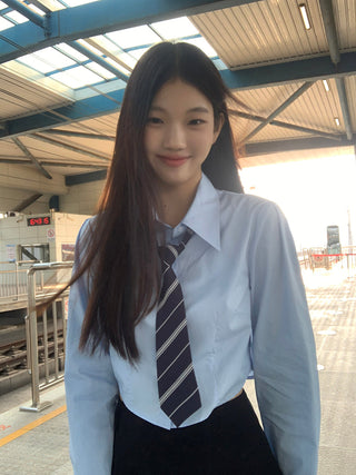 blue French shirt tops