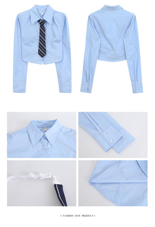 blue French shirt tops