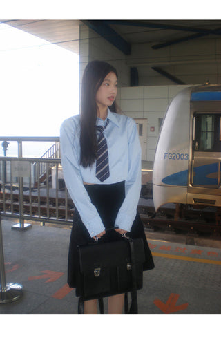 blue French shirt tops
