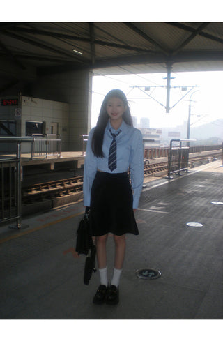blue French shirt tops