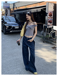 striped off-shoulder top