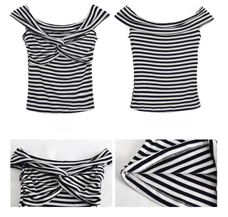 striped off-shoulder top