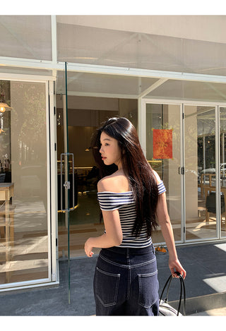 striped off-shoulder top