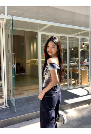 striped off-shoulder top