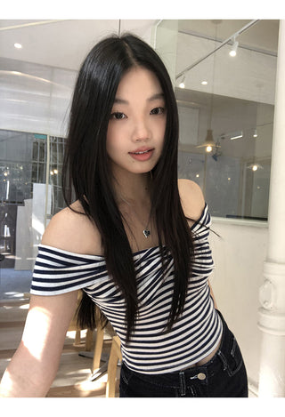 striped off-shoulder top
