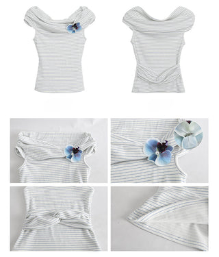 blue off-shoulder top